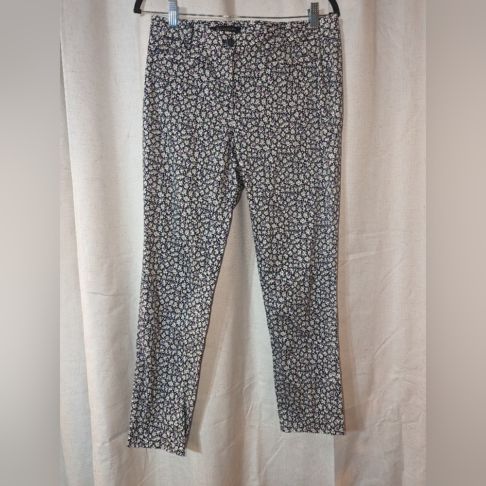 Brooks Brothers Navy Blue White And Purple Floral Pants Natalie Fit Size 6